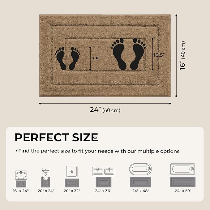 GRANNY SAYS Bathroom Rugs and Mats, 16" x 24" Non-Slip Bath Mat for Bathroom, Super Soft Absorbent Microfiber Bath Rug, Machine Washable and Dry, Small Champagne Rug for Shower, Tub and Bath Floor