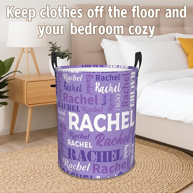 Custom Name Laundry Basket, Personalized Collapsible Laundry Hamper with Name for Bathroom Bedrooms, Customized Dirty Clothes Hamper Storage Basket Gifts for Kids Boys Girls Baby Men Women