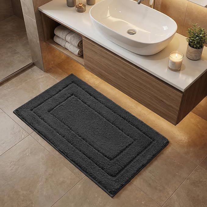 GRANNY SAYS Bathroom Rug Mat, Bath Mats for Bathroom Non-Slip, 24" x 36", Super Soft and Water Absorbent, Microfiber Bath Rugs, Machine Wash Dry, Large Bath Rugs for Floor, Charcoal Gray