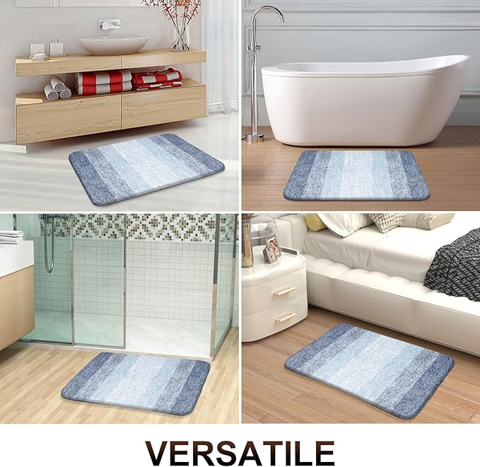 OLANLY Bathroom Rugs Mat 44x20, Extra Soft Absorbent Microfiber Bath Rugs, Rubber Backing, Quick Dry, Machine Washable Bath Mats for Bathroom Floor, Tub and Shower, Home Decor Accessories, Blue
