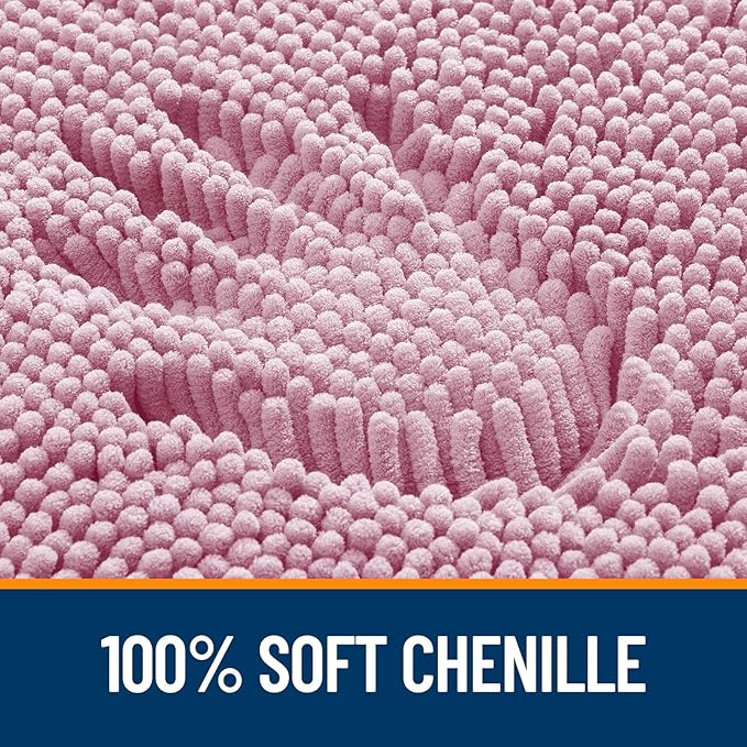 OLANLY Bathroom Rugs 40x24, Extra Soft Absorbent Chenille Bath Rugs, Rubber Backing Quick Dry, Machine Washable Bath Mats for Bathroom Floor, Tub and Shower, Home Decor Accessories, Dusty Rose
