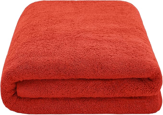 American Soft Linen 100% Cotton 600 GSM Turkish 40x80 Oversized Bath Towel Sheet, Extra Large Adult Towels for Bathroom, Red Bath Sheet