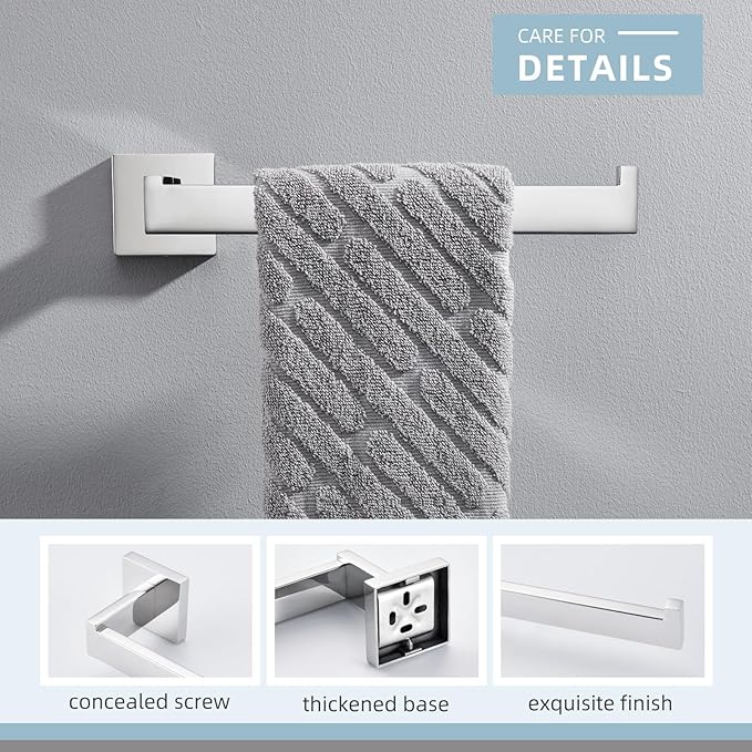 Angle Simple Bathroom Towel Holder, SUS304 Stainless Steel Kitchen Hand Towel Rack Hanger for Wall, Polished Chrome, 10.24 Inches
