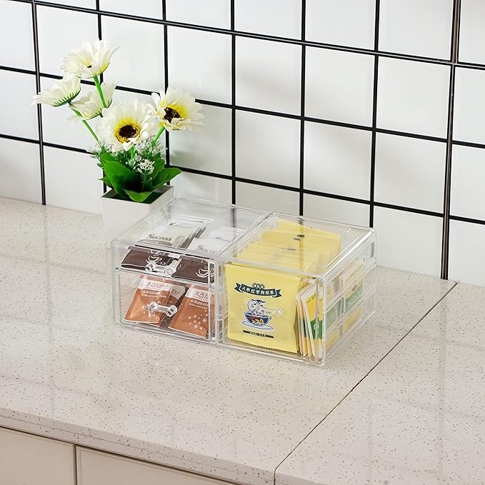 Cq acrylic Stackable Make Up Organizing With 3 Drawers,Clear Drawer Organizer for Vanity Counter, Plastic Makeup Storage Organizer for Bathroom,Medicine,Craft,Accessory,Beauty Supplies,Pack of 1