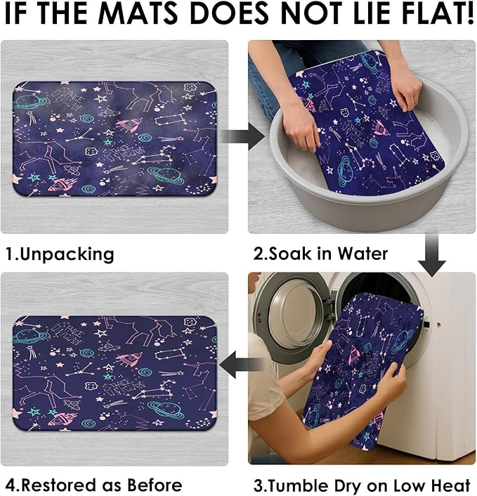 ArtSocket Cute Stars Space Bathroom Set with Shower Curtain and Rugs Accessories, Cute Kids Space Unicorn Galaxy Shower Curtain, Kids Astronaut Bathroom Decor 4 Pcs