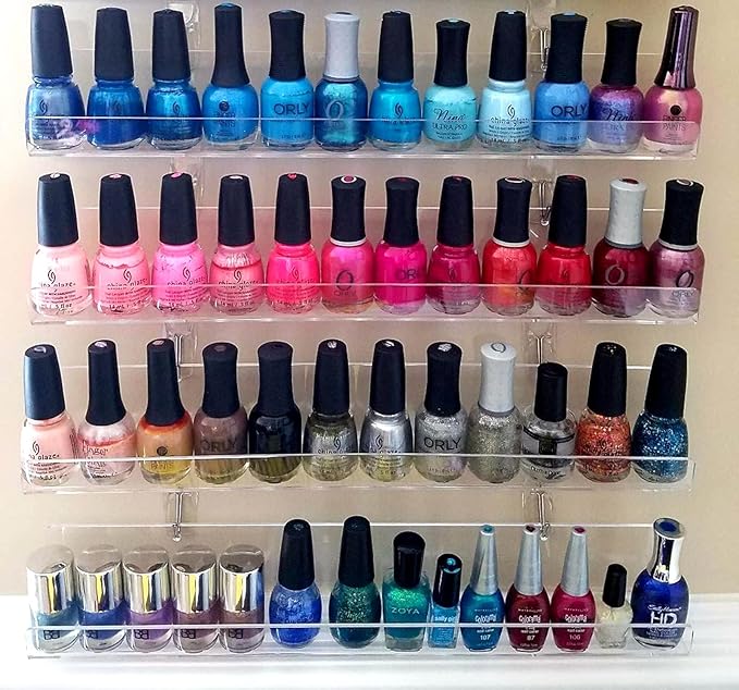 HESIN Acrylic Nail Polish Organizer Wall Mounted Nail Polish Display Racks 4 Pack Essential Oil Stand Holder Home Organizer