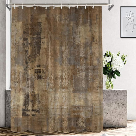 Shrahala Abstract Art Decorative Shower Curtain, Brown Grey Acrylic Painting Shower Stall Bathroom Waterproof Funny with Grommets 60x72 Inch