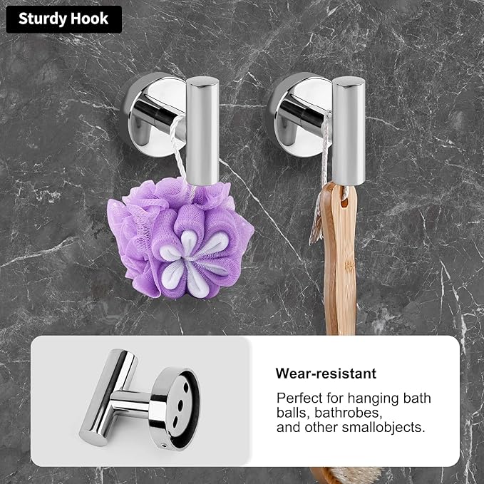 Polished Chrome Bathroom Hardware Accessories Set 5 Piece, Stainless Steel Bath Towel Bar Set 24 Inch,Toilet Paper Holder,Towel Ring Holder,Towel Rack Set,Gold Bathroom Accessories Kit Silver