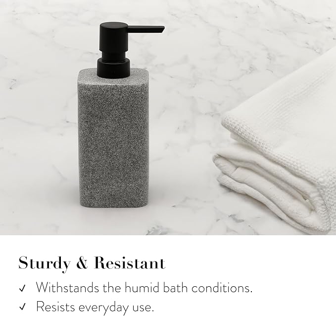ZCCZ Bathroom Accessory Sets, 4 Pieces Bathroom Accessories Complete Set Vanity Countertop Accessory Set, Includes Lotion Dispenser Soap Pump, Tumbler, Toothbrush Holder and Tray (Grey)