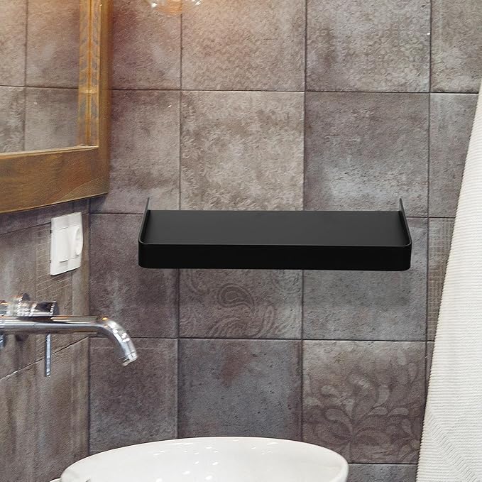 PRETYZOOM Stainless Steel Phone Wall Stand Adhesive Floating Shelf for Bathroom Wall Mount Storage for Bathroom Accessories