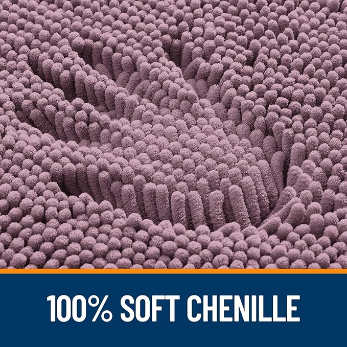 OLANLY Bathroom Rugs 59x35, Extra Soft Absorbent Chenille Bath Rugs, Rubber Backing Quick Dry, Machine Washable Bath Mats for Bathroom Floor, Tub and Shower, Home Decor Accessories, Deep Plum