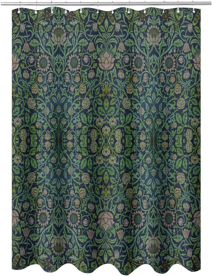 William Morris Original Design Vintage Shower Curtain Furniture Bathroom Fabric Decorations Washable Shower Curtain with Hooks 72x72 Inches(183x183cm), Style-9