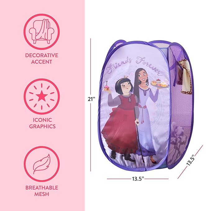 Disney Wish Pop Up Hamper with Durable Carry Handles, 21'' H x 13.5'' W X 13.5'' L