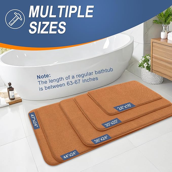 OLANLY Thick Memory Foam Bath Mat Rug 36x24, Extra Soft Absorbent Bathroom Rug, Quick Dry Bath Mats, Non-Slip, Machine Washable Carpet for Bathroom, Tub and Shower, Home Decor Accessories, Clay
