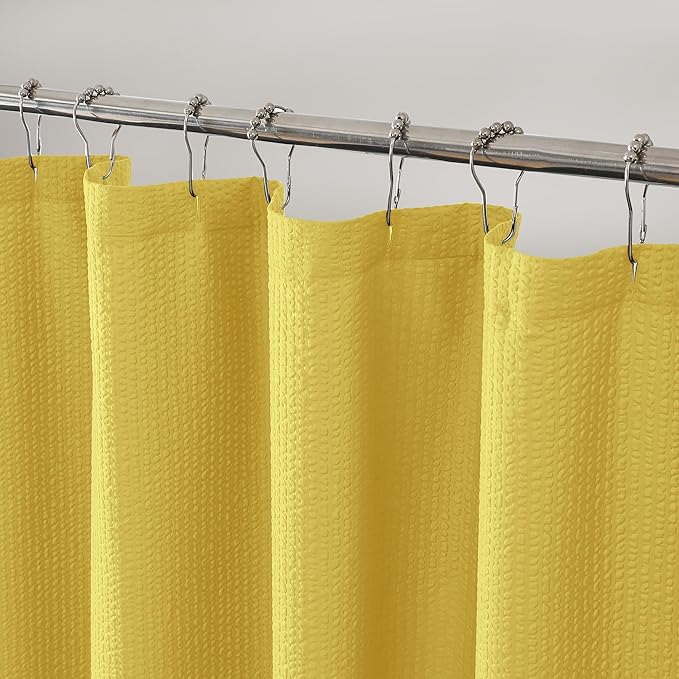 OVZME Small Stall Shower Curtain - Embossed Textured Bathroom Curtain, 36 x 72 Shower Curtain for RV Camper, Machine Washable Water Resistance, Lemon Yellow