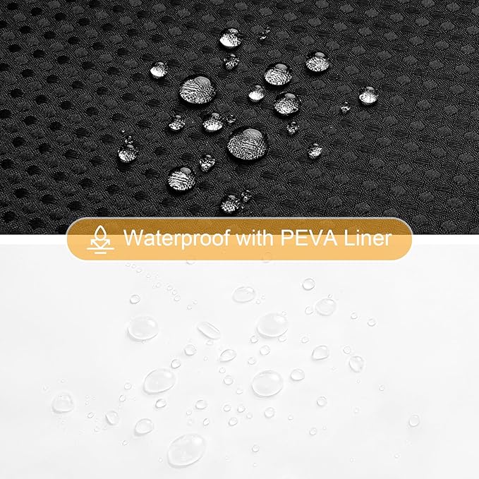 Gibelle 3 in 1 Black Waffle Shower Curtain Set 72x72, Luxury Weighted Fabric Shower Curtain with PEVA Liner, 12 Stainless Steel Double-Sided Hooks, Water Repellent, Bathroom Decor