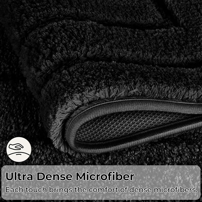 GRANNY SAYS Large Bathroom Rugs Non Slip Washable, 24" x 43", Water Absorbent Bath Mats for Bathroom, Thick Soft Shaggy Bath Rug, Microfiber Shower Room Floor Mat Decor, Black