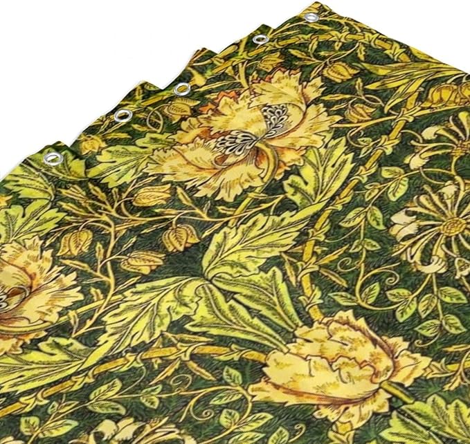 Retro Flower Shower Curtains William Morris Vintage Country Boho Flower Art Print Shower Curtains 72""×78"" Inch, Style-3