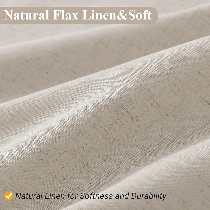Naturoom Light Tan Linen Shower Curtain, Cloth Textured Fabric Shower Curtain Set with Hooks, Simple Elegant Modern Farmhouse Country Ultra Thick Bath Curtains for Bathroom,Water Repellent,72x72