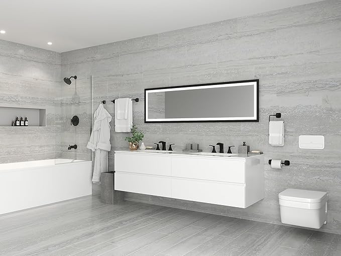 Pfister Venturi Bath Towel Bar for Bathroom, 24-Inch, Wall-Mounted, Screw-in, Matte Black Finish, BTBVNC2B