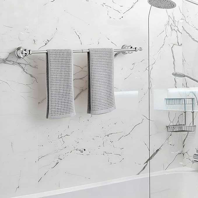 Crystal Bathroom Accessories,Chrome Towel Bar Set Adjustable,Polished Silver Toilet Paper Holder Towel Ring Coat Hooks Bathroom Hardware 4 Pieces Wall Mounted