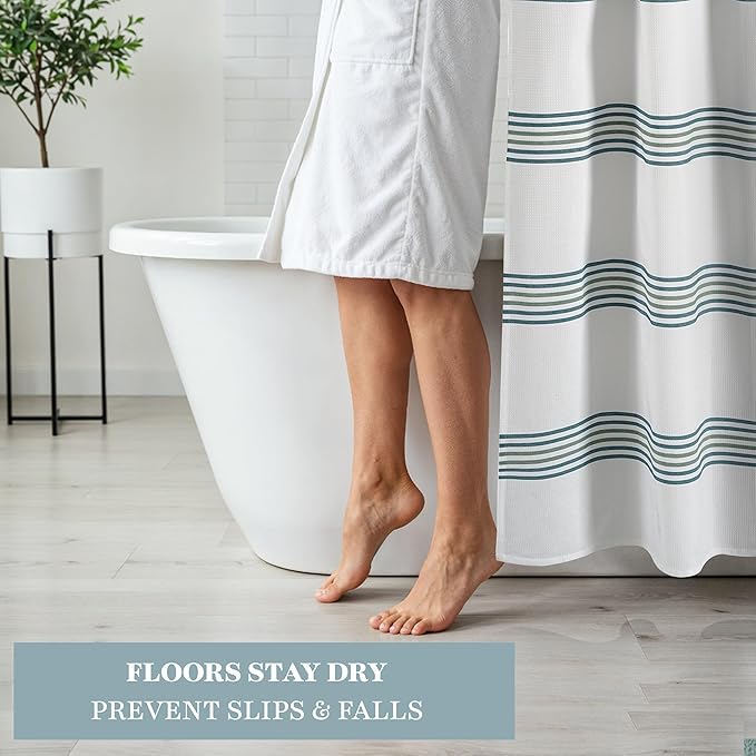 LANE LINEN Waterproof Fabric Shower Stall Curtain - 72 x 36 Compact Size - Built In Waterproof Lining - Spa Inspired Bathroom Style - Quick Dry, Machine Washable & Perfect for small space - Sage Green