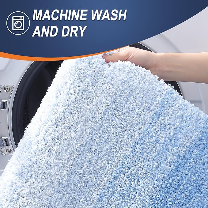 OLANLY Bathroom Rugs Mat 44x32, Extra Soft Absorbent Microfiber Bath Rugs, Rubber Backing, Quick Dry, Machine Washable Bath Mats for Bathroom Floor, Tub and Shower, Home Decor Accessories, Light Blue