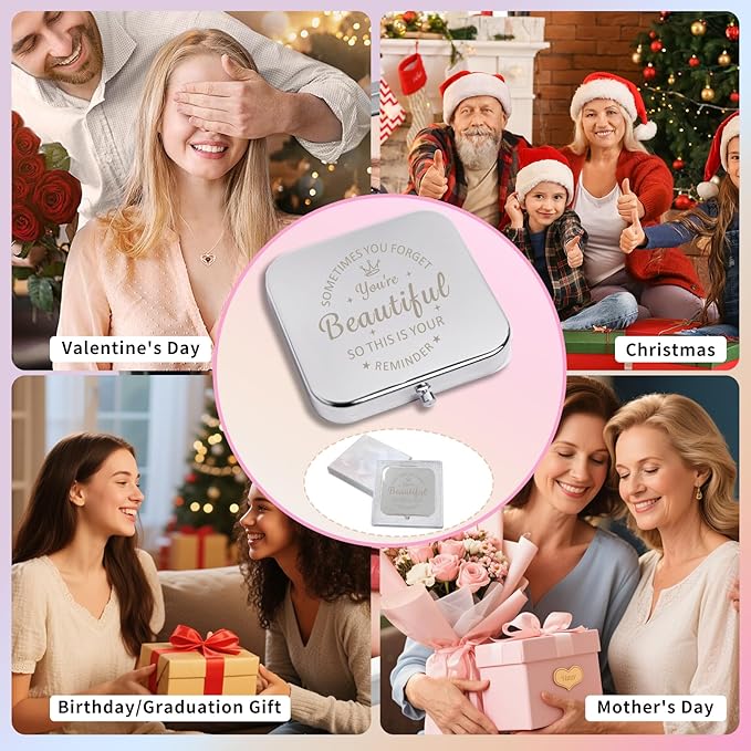 Personalized Gifts for Women Girls, Inspirational Compact Mirror, Sentimental Mothers Day Birthday Gifts for Mom Wife Sister Daughter Niece Grandma Friends, Graduation Gifts for Her, Friendship Gifts