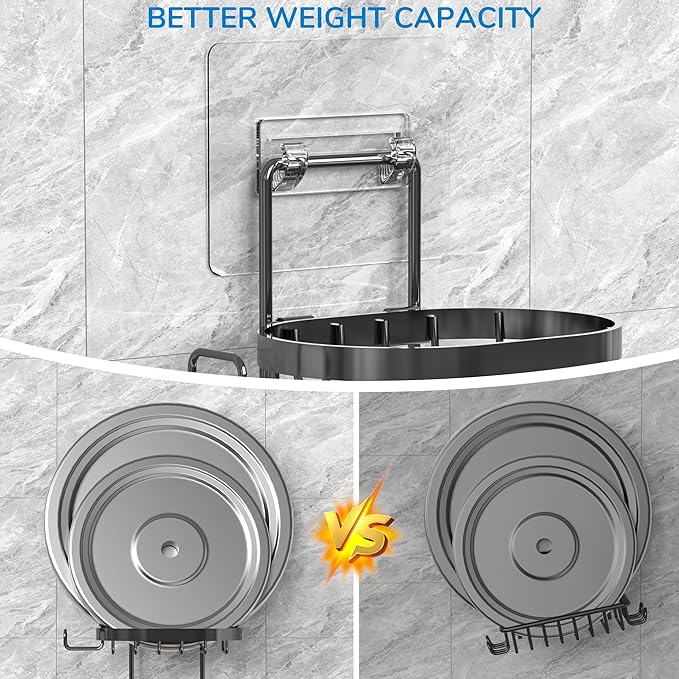 MASADI 4 Tier Soap Dish Holder, Soap Bar Holder with Hooks, Shampoo Bar Caddy for Shower Wall, Razor Holder for Shower, Bar Soap Container 304 Stainless Steel, Bathroom(Black)