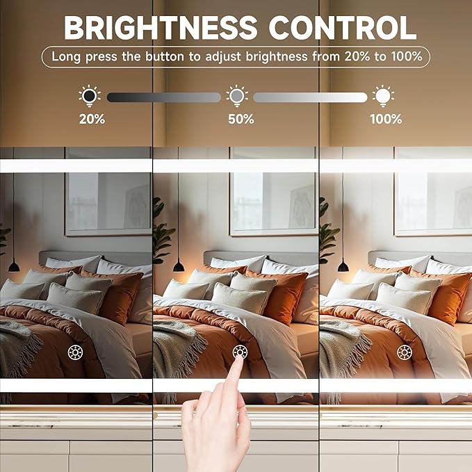 MINISO Vanity Mirror with Lights-13.8" x 10.6" LED Makeup Mirror, 3 Color Modes Touch Control and Brightness Adjustment Lighting Mirror, 10X Magnifying Glass, 360° Rotation