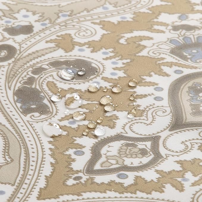 Palermo Vintage Gray Pinted Paisley Window Curtain Pair,Farmhouse Taupe 2 Panels Set,Each 42" W x 63" L and Total 84" Wide and 63" Long