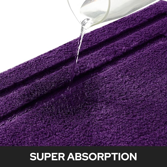 HOMEIDEAS Purple Bathroom Rugs Sets, 2 Piece Super Soft and Absorbent Non Slip Microfiber Machine Washable Bath Mats for Purple Bathroom Decor, 20" x 32" + 16" x 24"