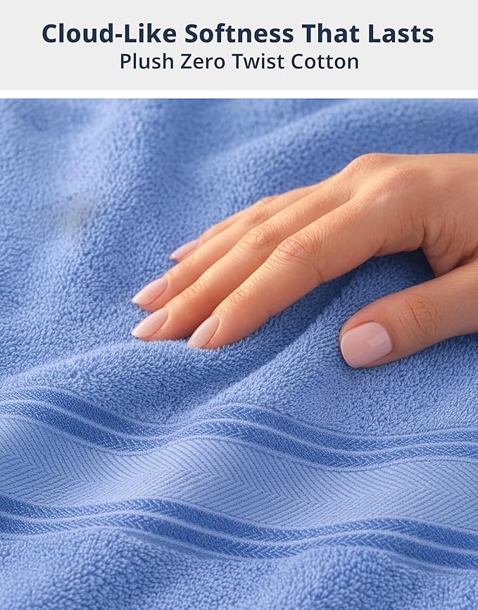 LANE LINEN Luxury Bath Towels Set - 6 Piece Set, 100% Cotton Bathroom Towel, Zero Twist, Quick Dry Shower Towels, Soft Absorbent Bath Towel, 2 Bath Towels, 2 Hand Towels, 2 Wash Cloths - Allure