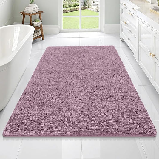 OLANLY Bathroom Rugs 70x46, Extra Soft Absorbent Chenille Bath Rugs, Rubber Backing Quick Dry, Machine Washable Bath Mats for Bathroom Floor, Tub and Shower, Home Decor Accessories, Deep Plum