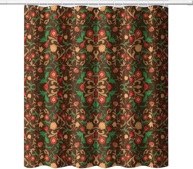 William Morris Original Design Vintage Shower Curtain Furniture Bathroom Fabric Decorations Washable Shower Curtain with Hooks 66x72 Inches(168x183cm), Style-1