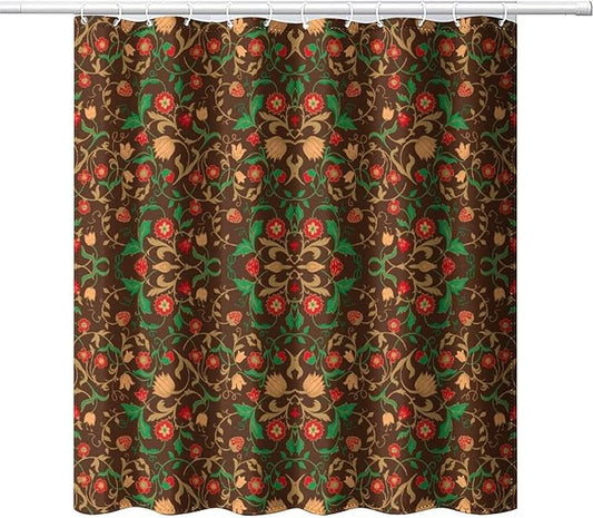 William Morris Original Design Vintage Shower Curtain Furniture Bathroom Fabric Decorations Washable Shower Curtain with Hooks 66x72 Inches(168x183cm), Style-1