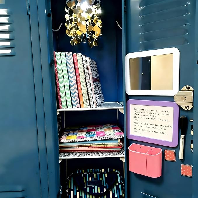 ARTLYMERS Magnetic Locker Mirror, 5x7 Real Glass Small Mirrors for Locker with Magnetic Backing, for School Locker, Bathroom, Household Refrigerator, Locker Accessory (White)