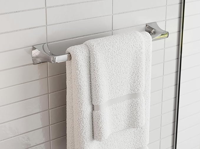 Pfister Bruxie Bath Towel Bar for Bathroom, 18-Inch, Wall-Mounted, Screw-in, Polished Chrome Finish, BTBBIE1C