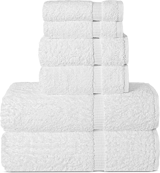 Chakir Turkish Linens Luxury Spa and Hotel Quality Premium Turkish Cotton 6-Piece Towel Set (2 x Bath Towels, 2 x Hand Towels, 2 x Washcloths)