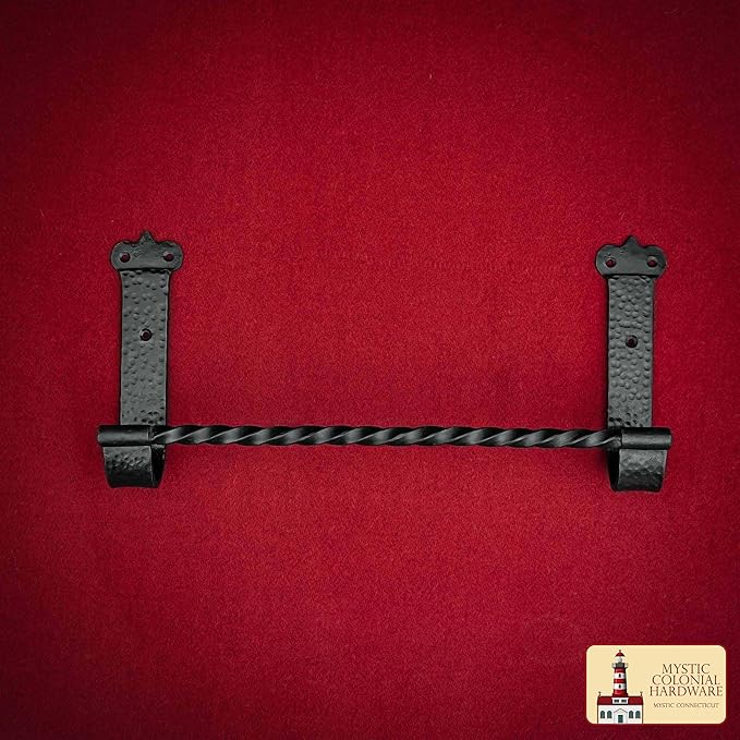 Mystic Colonial Cast Iron Towel Bar Rustic Wall Mounted Metal Rack for Bathroom, Kitchen, or Entryway � Black Heavy-Duty Towel Holder (15"" X 7"", Heavy Duty Wall Mounted Bathroom Towel Rack Holder)