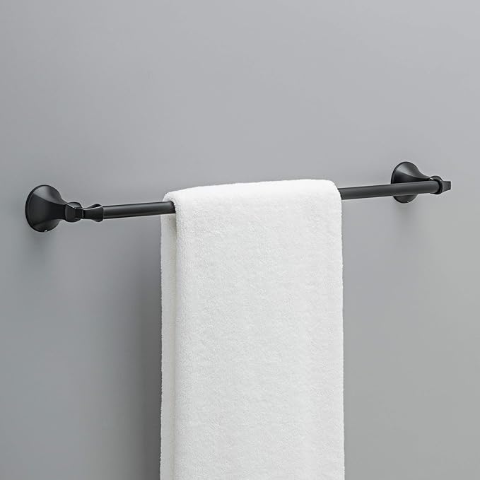 DELTA FAUCET Rubber Limited 76424-BL Ashlyn 24-in Wall Mount Towel Bar Bath Hardware Accessory in Matte Black