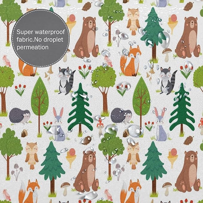 Kids Baby Woodland Shower Curtain Animals Cartoon Girls Children's Cute Cartoon Funny Colorful Weeds Plants Fox Waterproof Fabric Bathroom Decor 72x84 Inches(183x214cm), Style-12