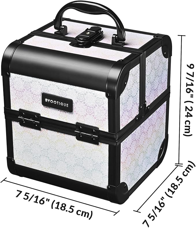 BYOOTIQUE 2-Piece Makeup Train Case Cosmetic Organizer Kit Pure ForgetMeNot