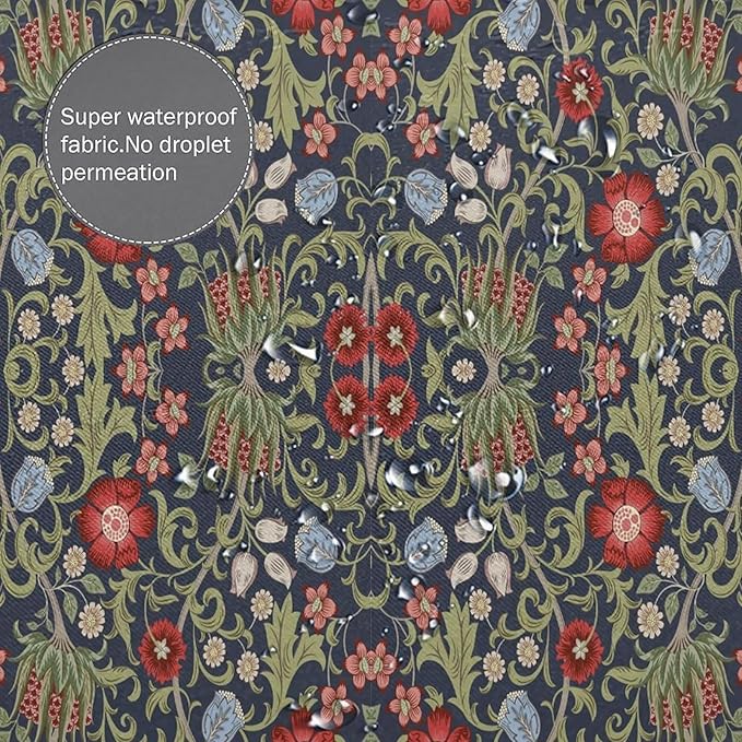 Boho Watercolor Floral Shower Curtain William Morris Design Heavy Duty Fabric Shower Curtain Set Bathroom Polyester Waterproof Shower Curtain 72x84 Inches(183x214cm), Style