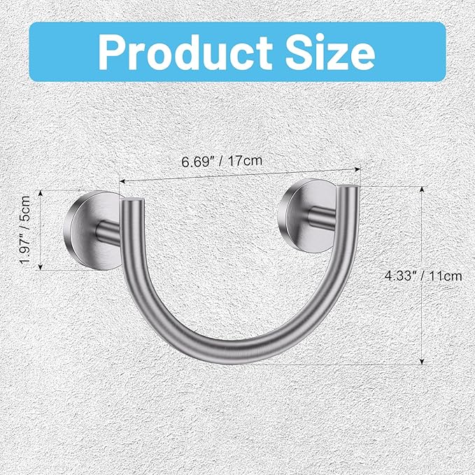 TNOMS Brushed Nickel Smiley Face Towel Ring Bathroom Hand Towel Holder Stainless Steel Wall-Mounted Bathroom Hardware Accessories Towel Rack