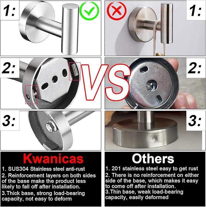 5 Pieces Brushed Nickel Bathroom Hardware Set Include 16inch Towel Bar,2pcsTowel Hooks,Toilet Paper Holder,Hand Towel Ring Round SUS304 Stainless Steel Bathroom Accessories Set Heavy Duty Wall Mounted