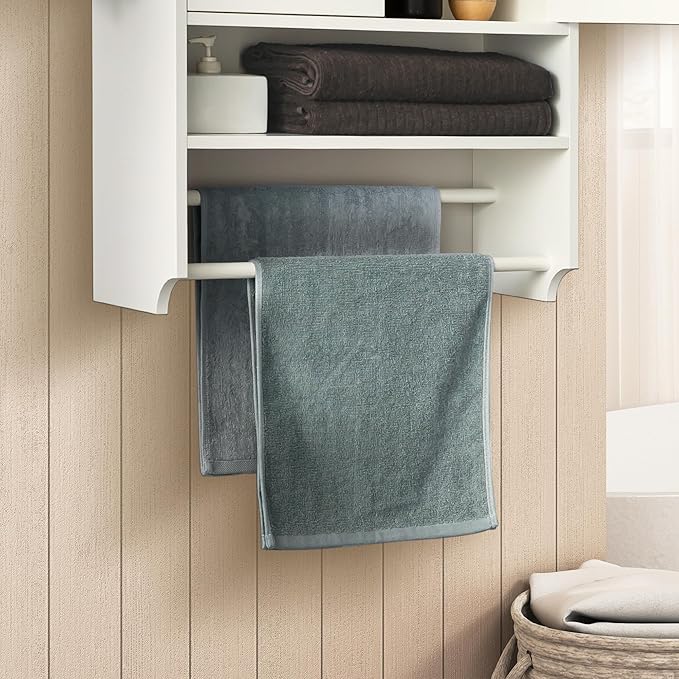VANIRROR Bathroom Wall Cabinet with Door, Over The Toilet Wood Hanging Medicine Cabinets with DIY Lighting for Laundry Room Kitchen Storage
