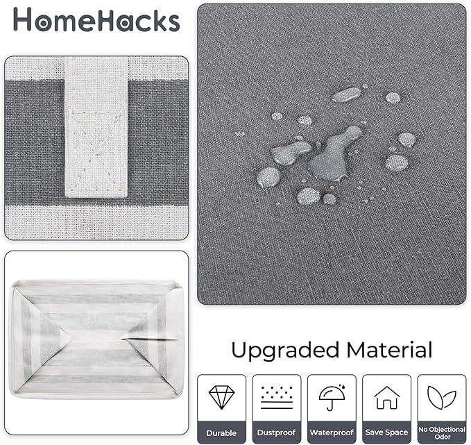 HomeHacks 3-Pack Large Laundry Basket,75L Each Waterproof, Freestanding Laundry Hamper, Collapsible Tall Clothes Hamper with Extended Handles for Clothes in the Dorm and Family-Gradient Grey