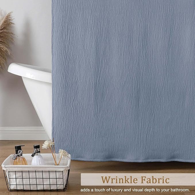 Aiyufeng 3D Textured Sky Blue Small Shower Curtain for Bathroom, Fabric Shower Curtain Heavy Duty Cloth, Stall Size Narrow Bathroom Curtains, Machine Washable, 36x72 Inches