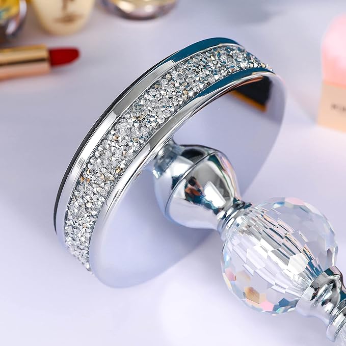 Hanjue Makeup Mirror, 360 Degree Swivel Vanity Mirror, Crystal Cosmetic Mirror, 1X/5X Magnifying Double Sided Mirror,Adjustable Makeup Mirror M020
